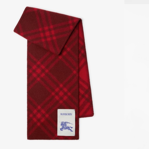 NWT $550 Burberry Equestrian Knight Detail Check Wool Scarf in Ripple! - Picture 3 of 5
